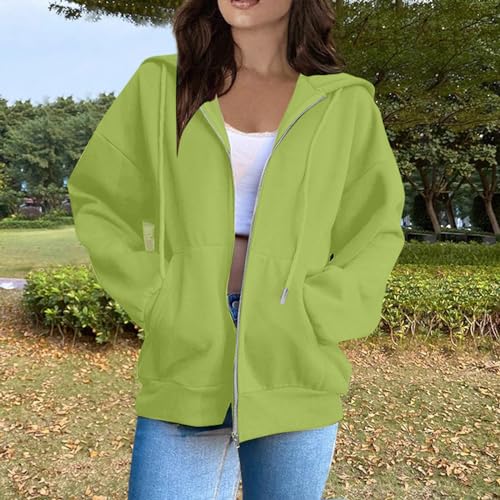 Zip Up Hoodie Women Casual Oversized Sweatshirts - Fall Fashion Fleece Lined Jacket - Thick Warm Coat Winter Clothing