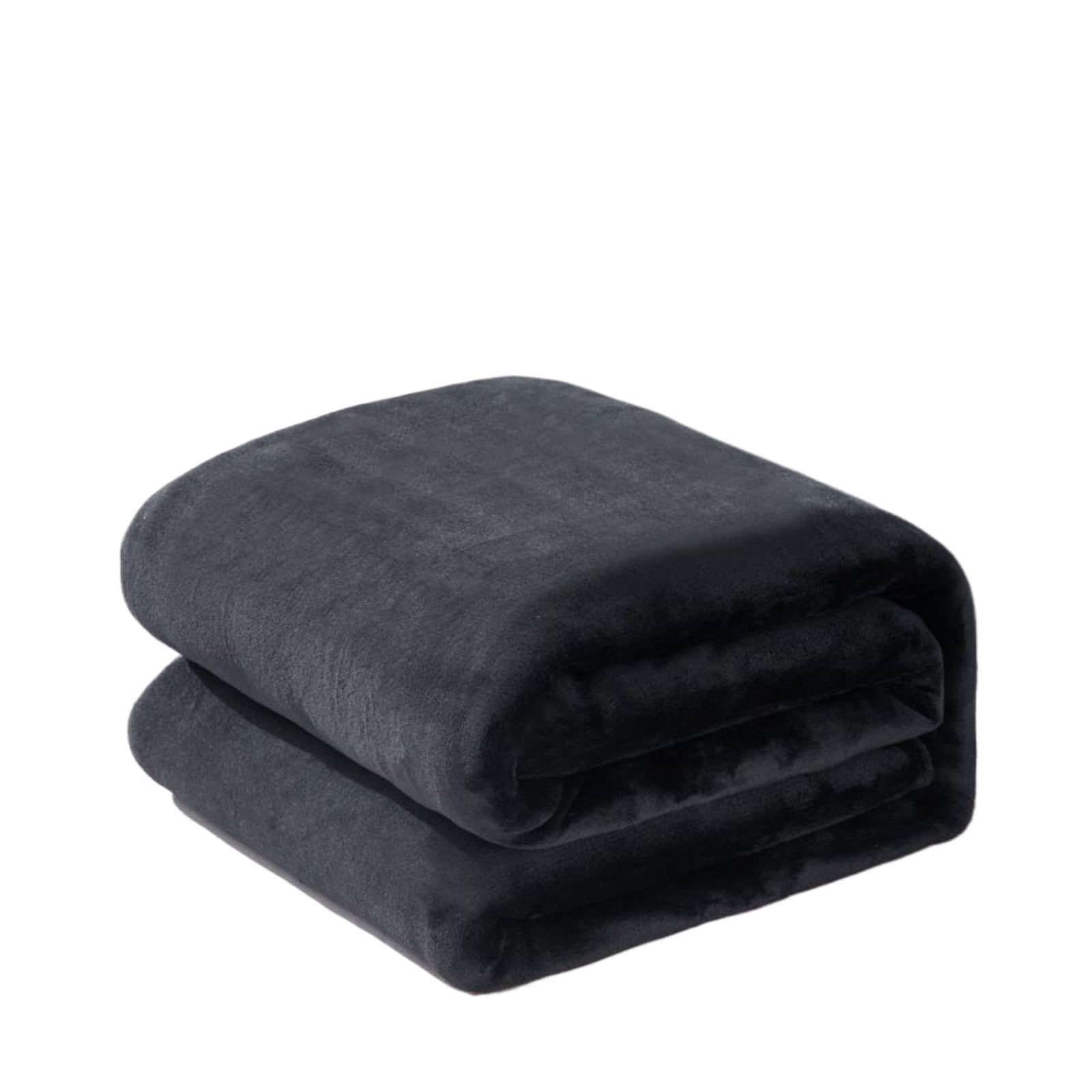 Couverture en peluche lit 2 personnes plaid chaud noir uni Farley épais 180x200 cm