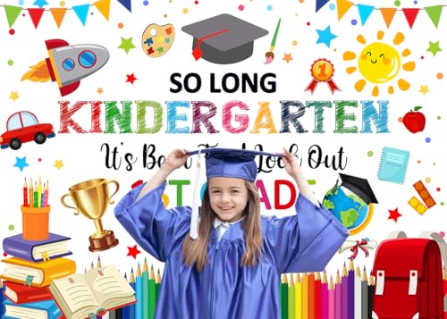 7X5FT Preschool Kindergarten Graduate Backdrop 1st Grade Here I Come Photo Background Kindergarten Graduation Decorations Banner 2026 Congrats Grad Party Decor Photo Props by HAONDMJSZ - Used condition - Image 5