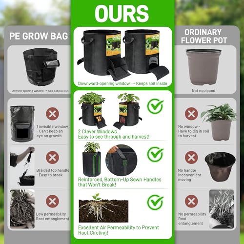 4 Pcs 15 Gallon Dual-Window Bags