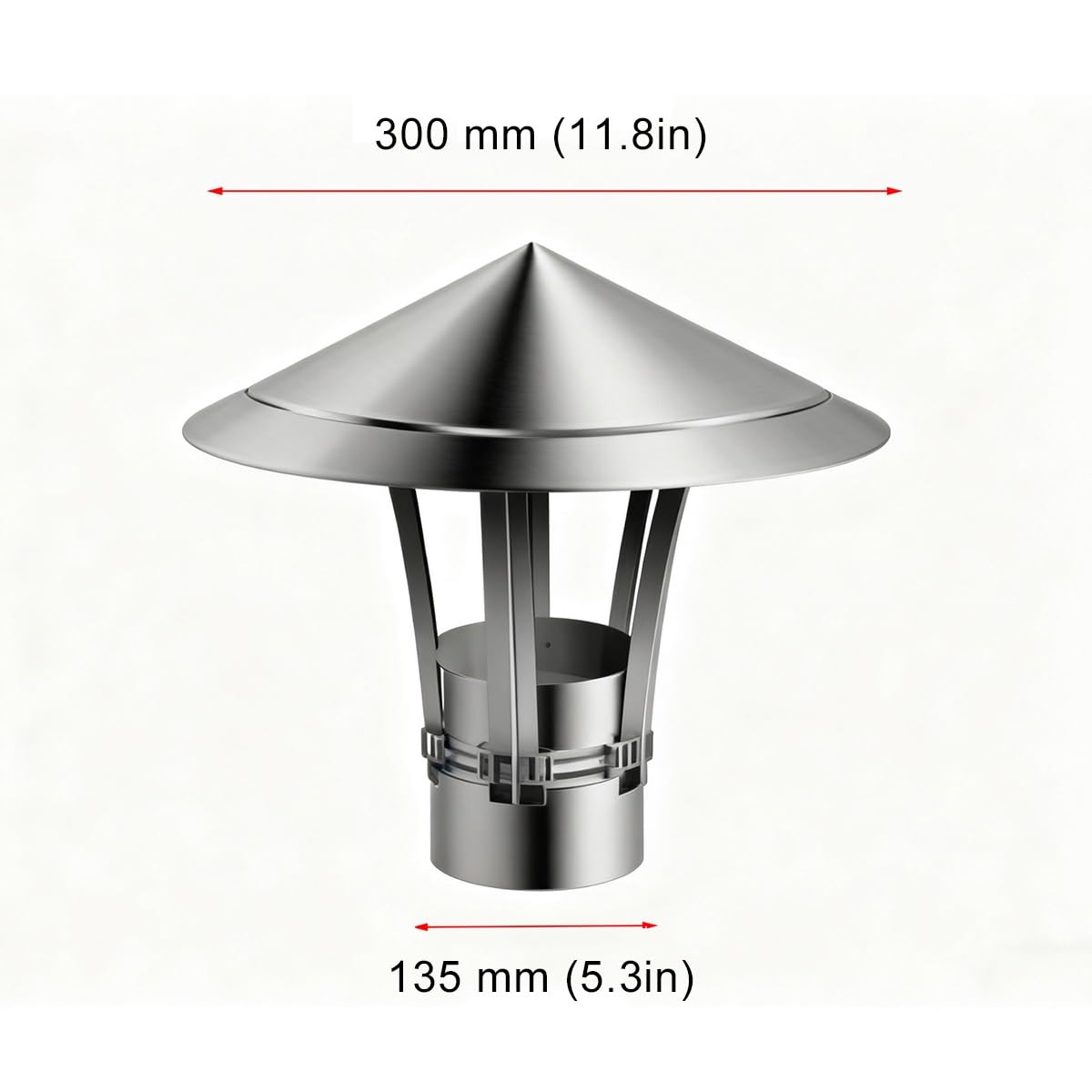 Regulowana nasadka kominowa ze stali nierdzewnej 304 50/80/120 mm srebrna stożkowa osłona odporna na warunki atmosferyczne z metalową osłoną paska, łatwa instalacja, ochrona ptaków, idealna do użytku
