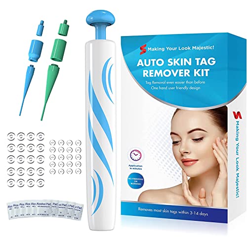 iTauyees Stielwarzen Entfernen, Skin Tag Removal Patch Kit, 2.4 mm bis 4.8 mm Fibrom Entferner Schnell Kit 46 Gummibänder für Gesicht, Hals und Krper