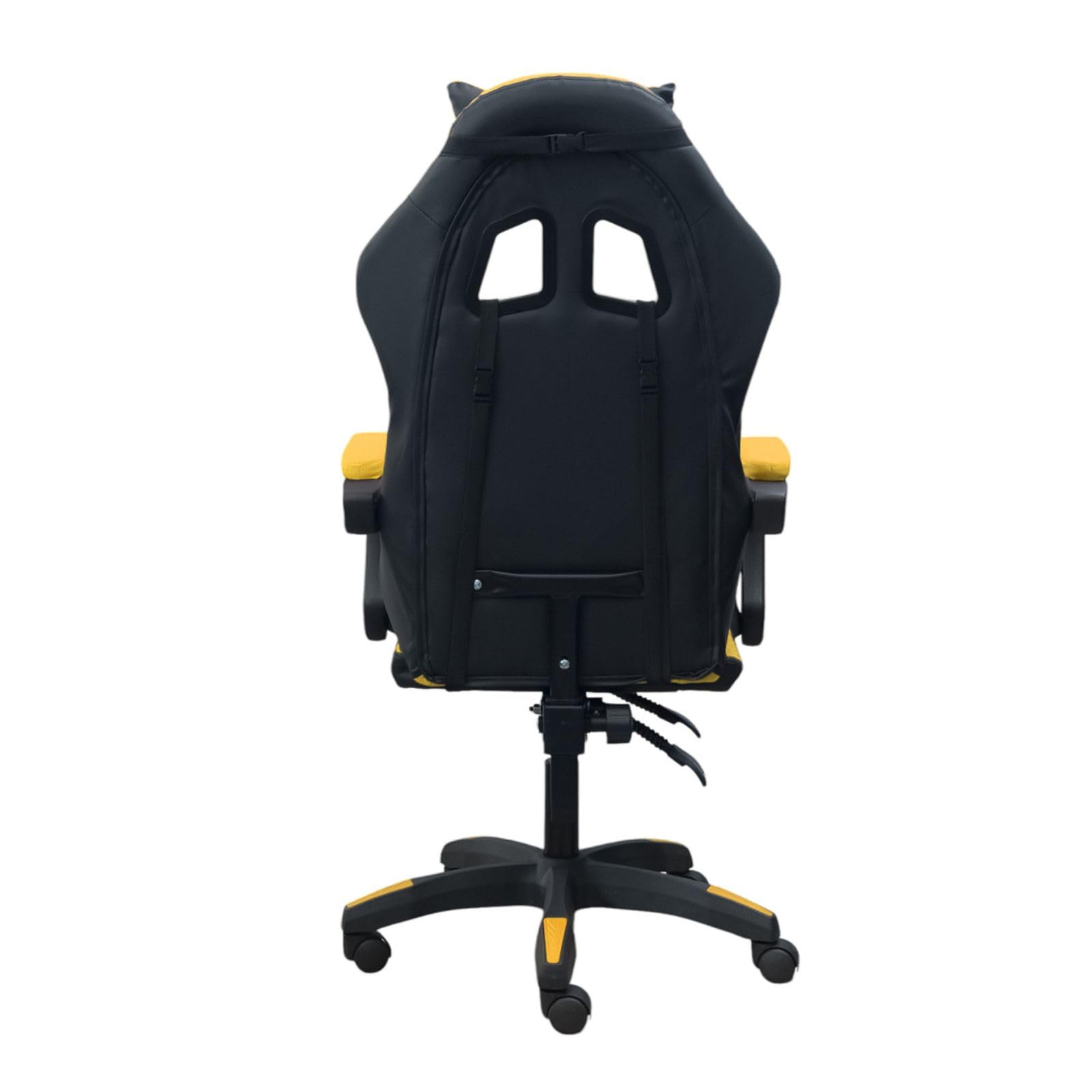 DASCK - Silla Gaming Amarilla Ergonómica Reclinable con Cojín Lumbar y Cervical | Altura Ajustable 200kg | Oficina y Juego