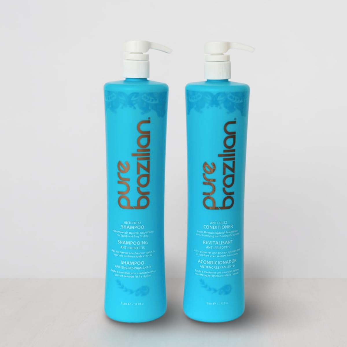 Pure Brazilian - Anti-Frizz Shampoo and Conditioner with Pumps (1 Liter) - Image 5