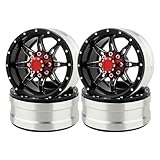 RZXYLRC 1.9 inch Metal Beadlock Wheel Rims Hubs for Axial SCX10 I II III 90046 SCX10 PRO Capra TRX4 RC4WD D90 1/10 RC Rock Car Crawler Upgrade Part (Black)