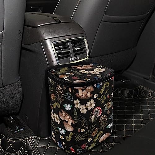 Image of Mushrooms Car Trash Bin Interior Accessories Portable Vehicle Garbage Cans Bag for Back Seat Washable Mini Car Trash Cans for Front Back Seat