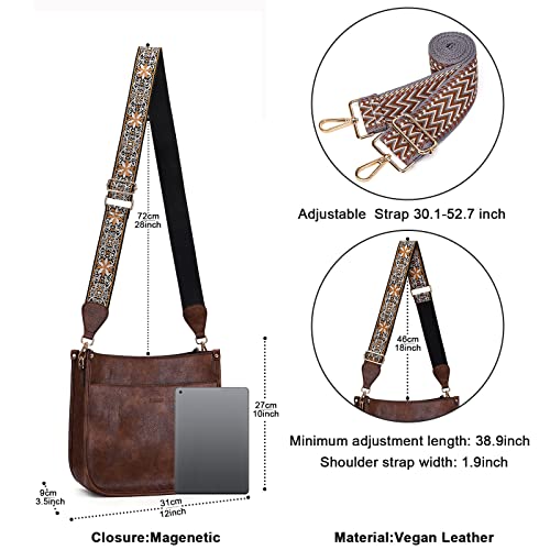 Image of HKCLUF Crossbody Bag Purse for Women 2PCS /Set Leather Hobo Handbag Wallet Set With 2Adjustable Guitar Strap Shoulder Bag | Purse