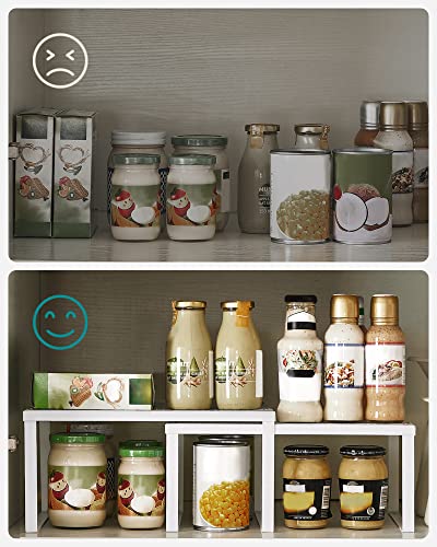 Miniatura 4 de Songmics Especiero, Estante Para Especias, Organizador Para Armarios, Para Mostradores, Elevador De Estantes, Apilable, Ampliable, Juego De 2 Estantes Metálicos Para Cocina, Blanco Kcs01wt