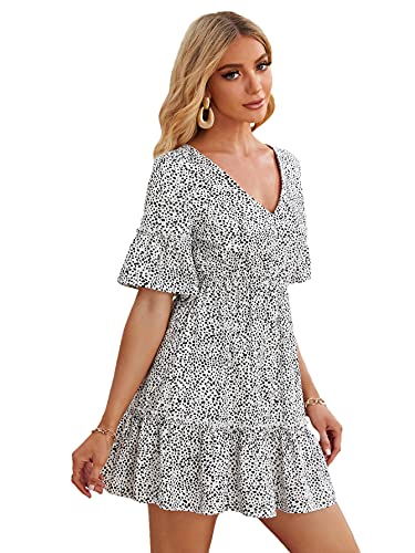 Image of Floerns Women's Tropical Floral Plunging V Neck Tie Open Back Summer Short Dress