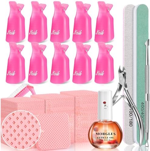 MORGLES Kit Removedor De Esmalte Com 300 Lenços Sem Fiapos, Prend...