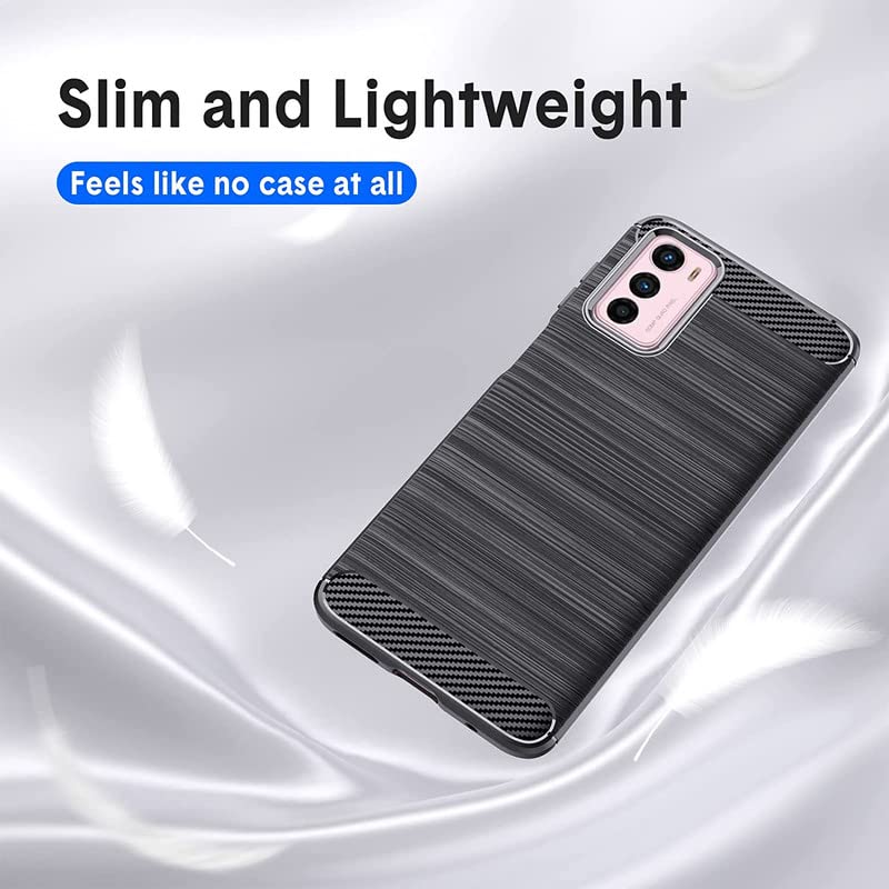 Image of NPRC Hybrid Ultra Slim Protective Case TPU Non-Slip Carbon Fiber Texture Shockproof Case Cover for Moto G42 - Black