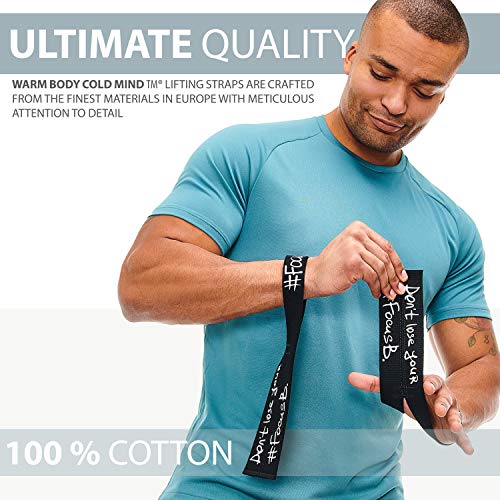 Image of WARM BODY COLD MIND V1 Lifting Wrist Straps for Olympic Weightlifting - Rated at 660 lb - Hand Wraps for Powerlifting, Weight Lifting, Bodybuilding Functional /Cross Training, Deadlift Gym Bar, Cotton