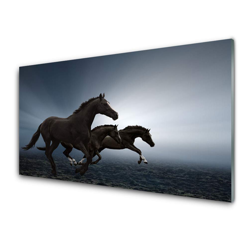 Impression sur verre trempé 100x50cm plastique imprimés tableau chevaux
