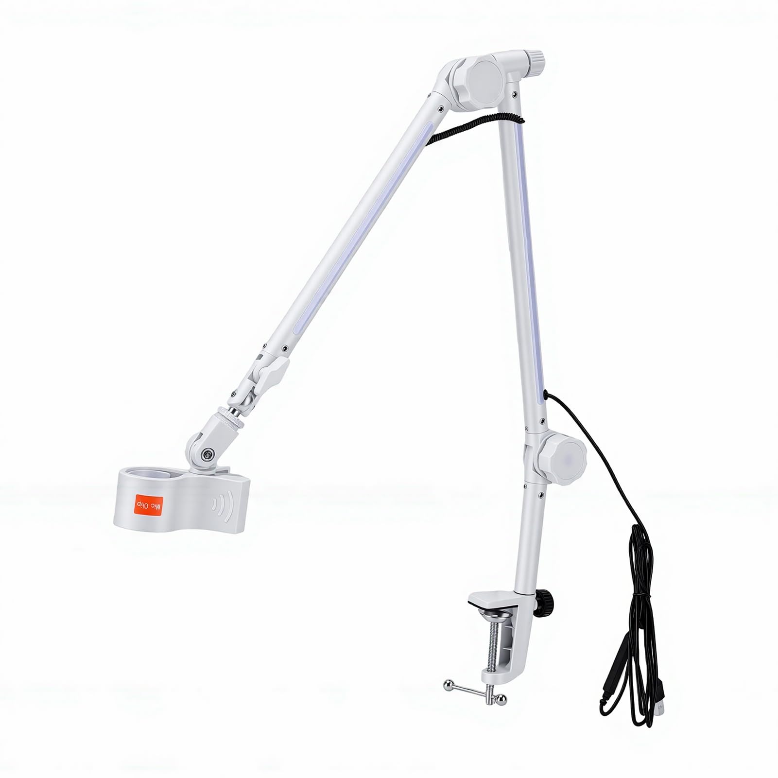 Annadue Bras de Perche de Micro Bras de Microphone Réglable Support de Micro Rotatif Support de Microphone Pivotant de Perche RVB 22 Modes de Couleur Pince de Bureau 180 Degr