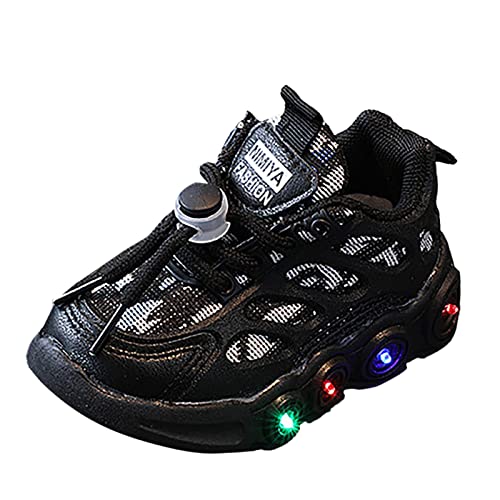 Light Up Shoes for Kids Fashion Adjustable Strap Lace-Up Athletic Sport Walking Sneakers for Little Boys Girls