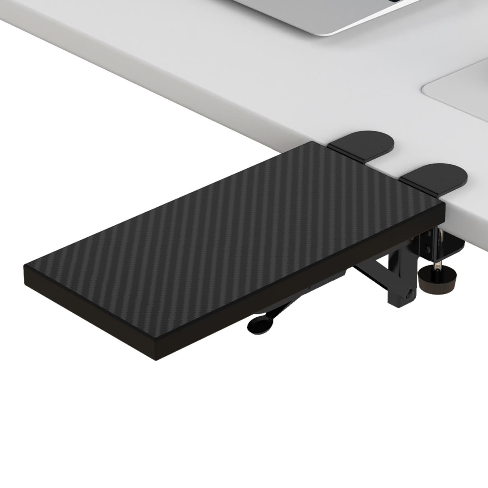 OUGIC Bandeja extensible de escritorio,30 * 15 cm, abrazadera sin perforaciones,bandeja plegable para cajón,estante para reposabrazos para montaje en mesa,soporte para brazo para codo de computadora