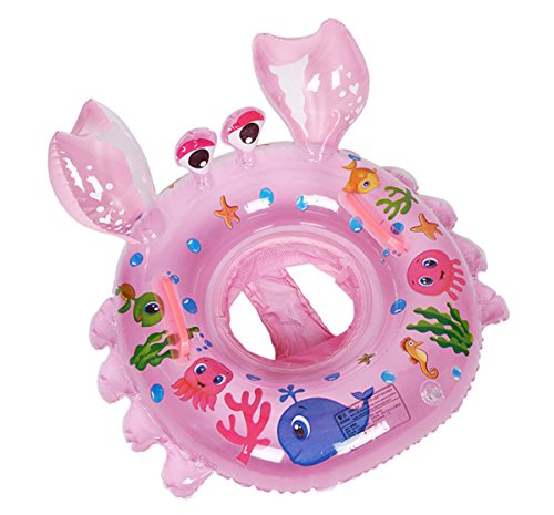 LianShi aufblasbarer Baby-Pool-Schwimmkrabben-Schwimmring mit Griffen (Rosa) Cover