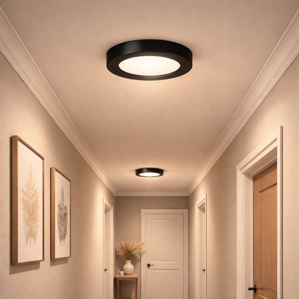 TRIPPING 3W LED Surface Panel Light Antique Brass Finish Round Ceiling Lamp 6cm Slim Flush Mount Light for Cabinet, Wardrobe, Under Shelf, Kitchen, Corridor Energy Efficient Lighting-image-30