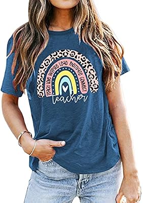 LHBNKTeach T Shirt for Women Teacher Graphic Tees Tops Teach Inspire Letter Print Shirts Tops