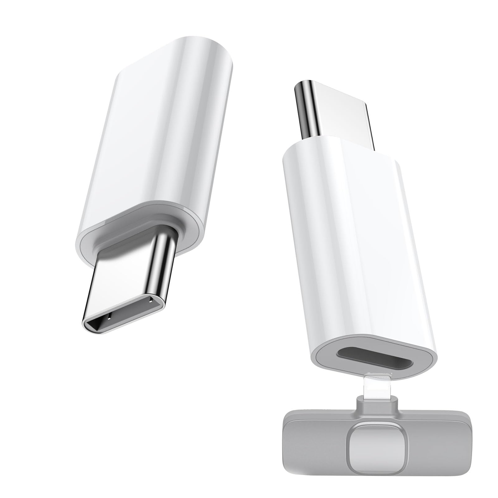 2 Pack Type C to Lightning Microphone Adapter for Lavalier Microphone, USB C Male to Lightning Female Converter for charging your phone,Such as