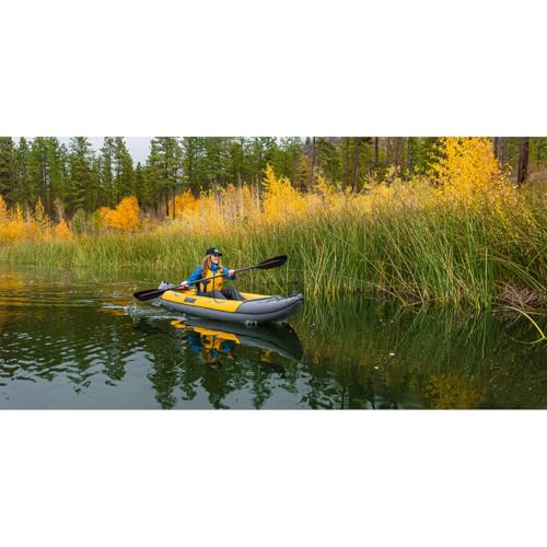 Image of Advanced Elements - Island Voyage 2 Inflatable Kayak - Recreational Convertible Kayak - for 1 or 2 Person - 11 ft - Yellow