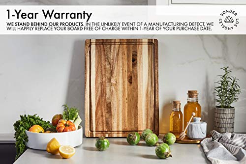 Sonder Los Angeles, Thick Sustainable Acacia Wood Cutting Board With Juice Groove, Sorting Compartment 16X12X1.5 In (Gift Box Included) #TOP3