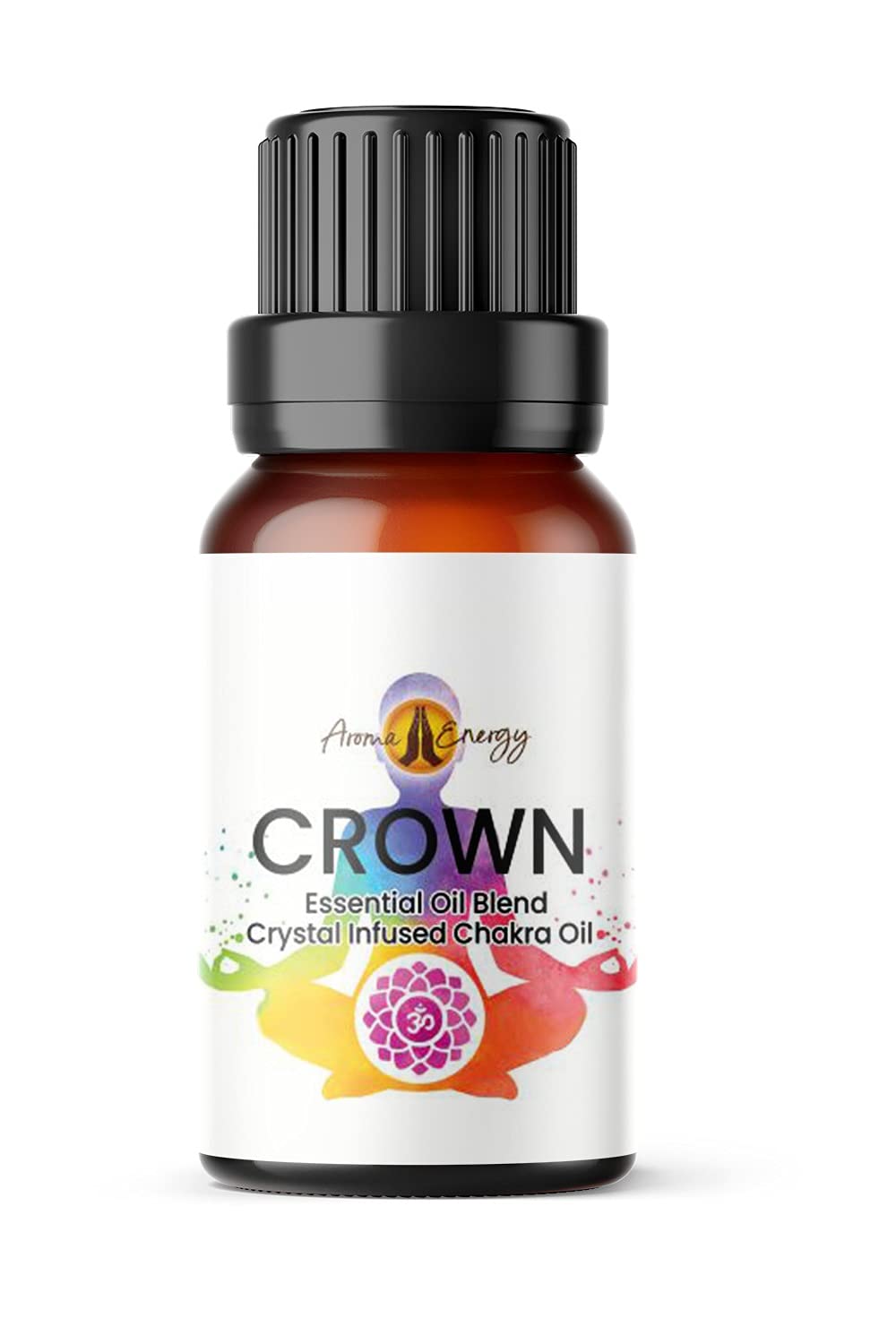 Crown Chakra Essential Oil Blend with Clear Quartz Crystal Chips, 10ml – Cedarwood, Ylang Ylang, Bergamot - Aromatherapy Diffuser, Burner, Yoga, Meditation, Bracelets, Kundalini