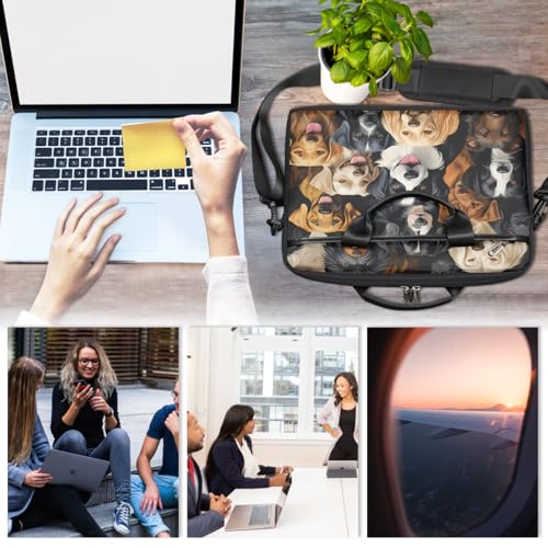 Funda para laptop de 15 pulgadas con diseño vintage de perros, maletín delgado para negocios y mensajería, ideal para mujeres y hombres, para trabajo, oficina y viajes miniatura 2