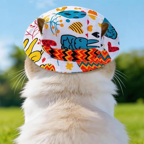 Sombrero de verano para gatos con correa ajustable para sol 4