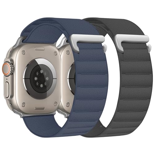 Chinbersky 2 unidades pulsera Alpine Loop compatible con Apple Watch Ultra pulsera 49mm 45mm 44mm 46mm 42mm, correa de repuesto de nailon deportivo de tela ajustable para iWatch Ultra 2 SE Series 10 9