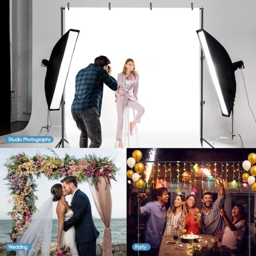 Image of EMART Background Support Kit, 10 x 10 ft Heavy Duty Adjustable Backdrop Stand System, Photo Video Studio Photography Muslin Background Stand with Carry Bag