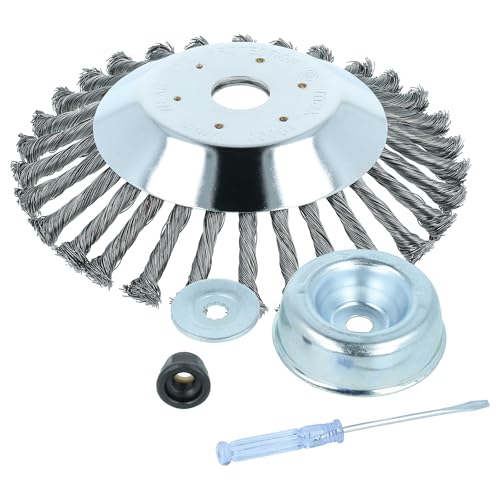 vhbw Metall-Unkrautbürste kompatibel mit Makita DBC CG360N, CG430B Gartengerät, Freischneider - Ø 20 cm - Mit Zubehör-Set