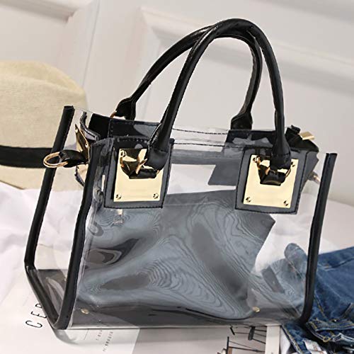 Thee Luxury Transparent Handbag Bag Black Jelly Purse Women Clutch Tote Sweet #TOP1