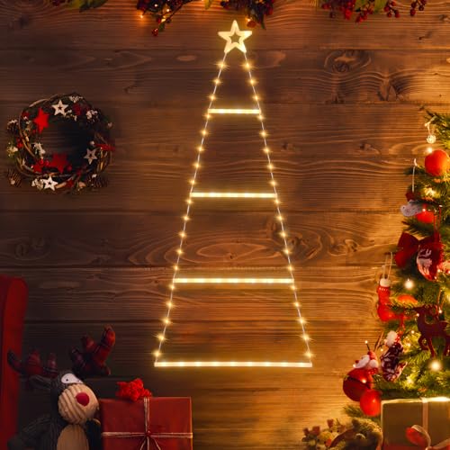 SALCAR Weihnachtsbeleuchtung Außen Batterie, 1M LED Weihnachtsbaum...
