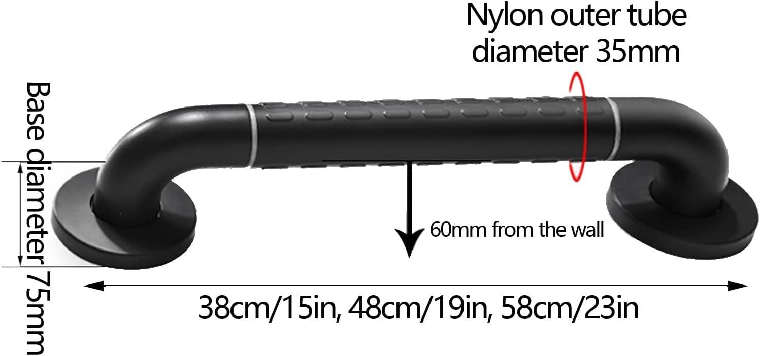 Wanny uchwyt łazienkowy antypoślizgowy bezpieczny uchwyt prysznicowy uchwyt ścienny toaleta drążek ręczny nylon + stal nierdzewna dla starszych seniorów (48 cm)