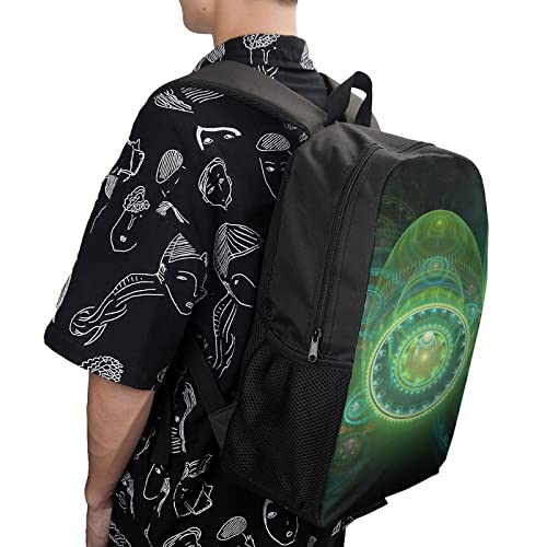 Sac à dos d'école 17 pouces imprimé 3D vert classique et unisexe pour voyage - 4