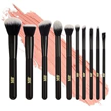 10pc Black Pro Makeup Brush Set Quality Soft Bristle Professional Makeup Brushes for Everyday Use | Foundation, Contour, Blending & Eye Brushes for Women Sleek & Gorgeous