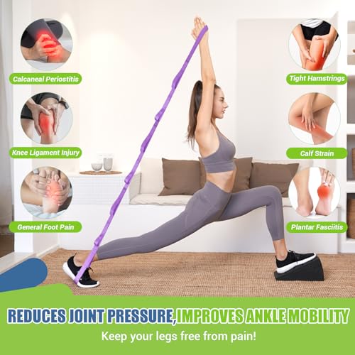 ODCPN Squat Wedge Block, 5 Adjustable Angles Slant Board for Calf Stretching with Stretching Strap & Poster, 520 LBS Heel Elevated Squat Wedge Capacity for Yoga, Ankle Physical Therapy & Mobility - Image 6