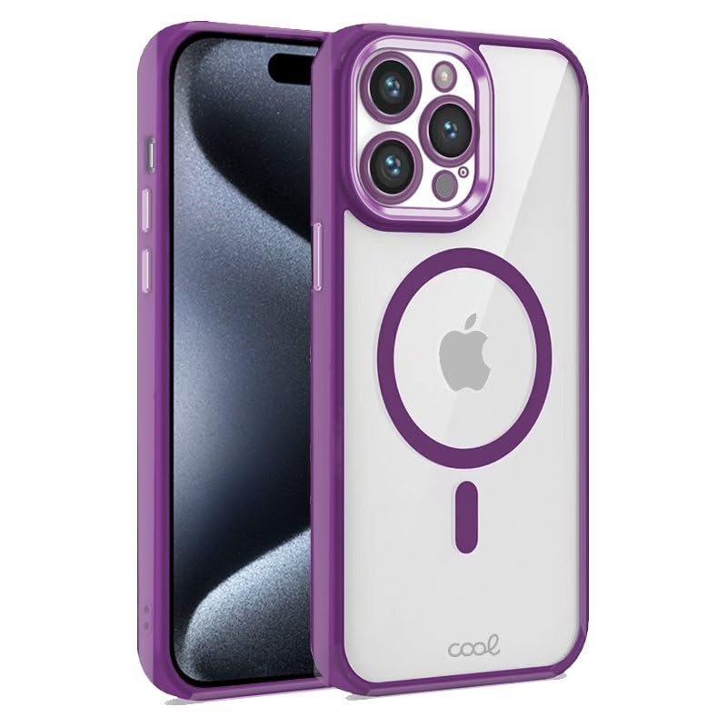 Carcasa Cool para iPhone 15 Pro magnética con borde violeta anti-impactos
