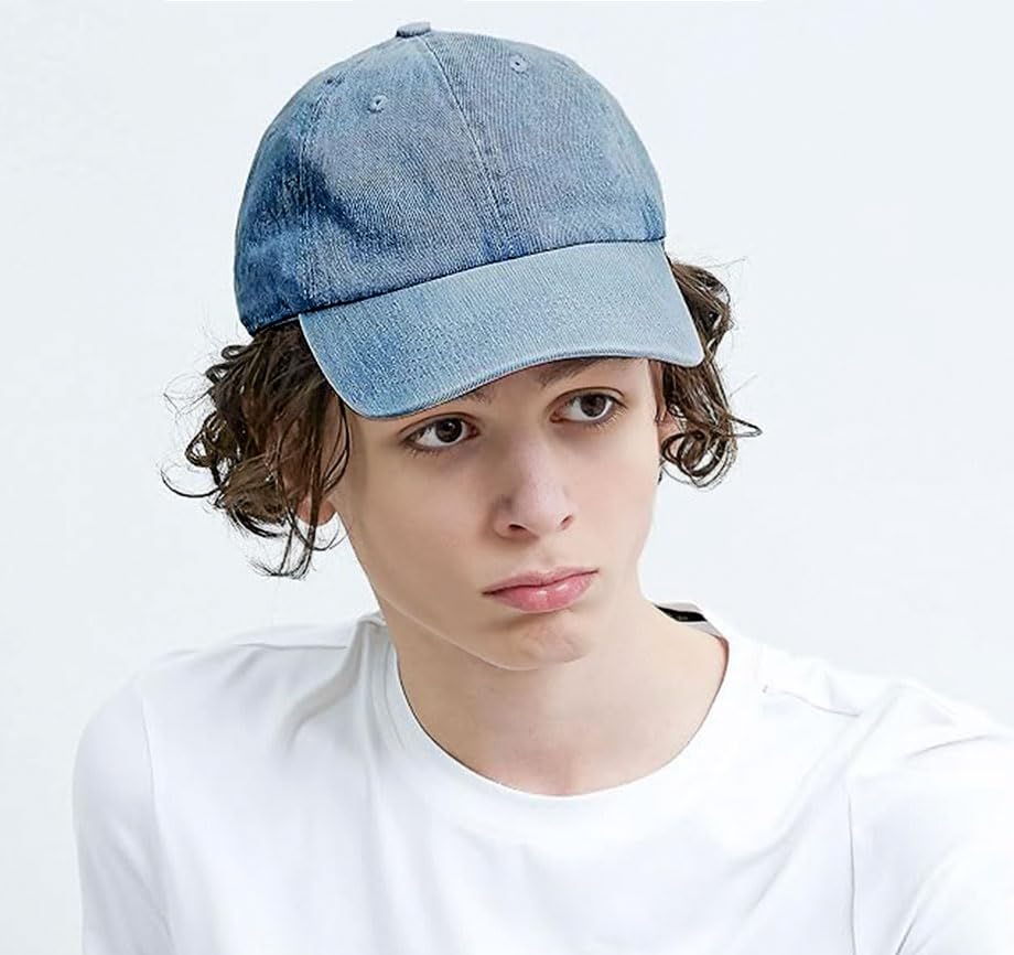Image of Cotton Baseball Cap Dad Hat - Washed Low Profile Adjustable Hat for Men Women Casual Outdoor Running Golf