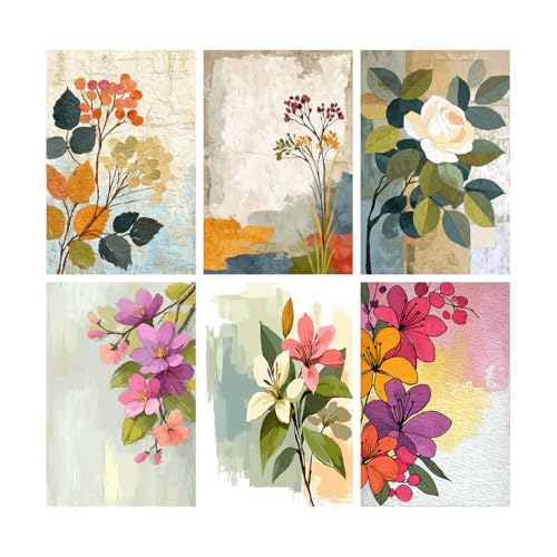 Image of SiddArtify Floral Wall Art Prints Set - Botanical Poster Decor for Living Room Bedroom Office - 8x12 inch Board Pack of 6