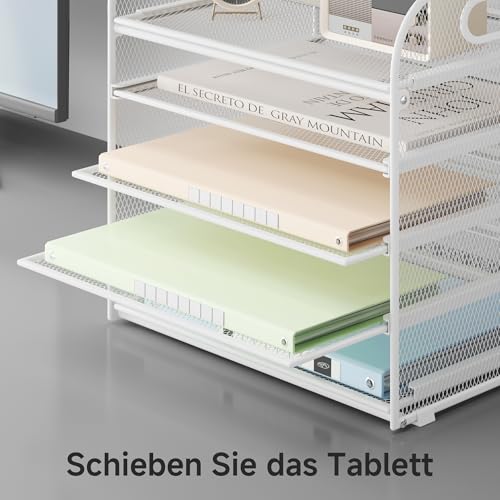 VITVITI Schreibtisch Organizer, 5 Ebenen Briefablage, Stapelbare Aktenhalter, Ablagefächer mit Griff, Bürobedarf für A4 Dokumentenablag, Papier, Buch, Magazin (Weiß)