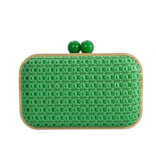 Zhoujazbb Women Beach Clutch Bag Woven Summer Purse Handbag Wedding Party Evening Shoulder Bag (Green)