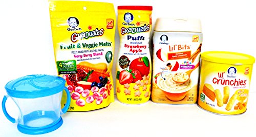 Gerber Baby Cereal & Snack Food Variety Pack of 5 - Puffs, Melts, Lil Bits Cereal, Lil Crunchies and Snack Catcher