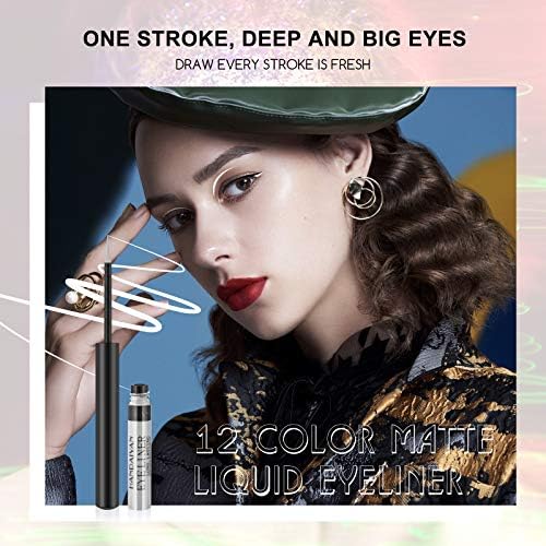 ONLYOILY Liquid Eyeliner Set,12 Colours Coloured Matte Eyeliners,Long Lasting Waterproof Eyeliner Pen,Eye Liners for Eye Makeup Kit