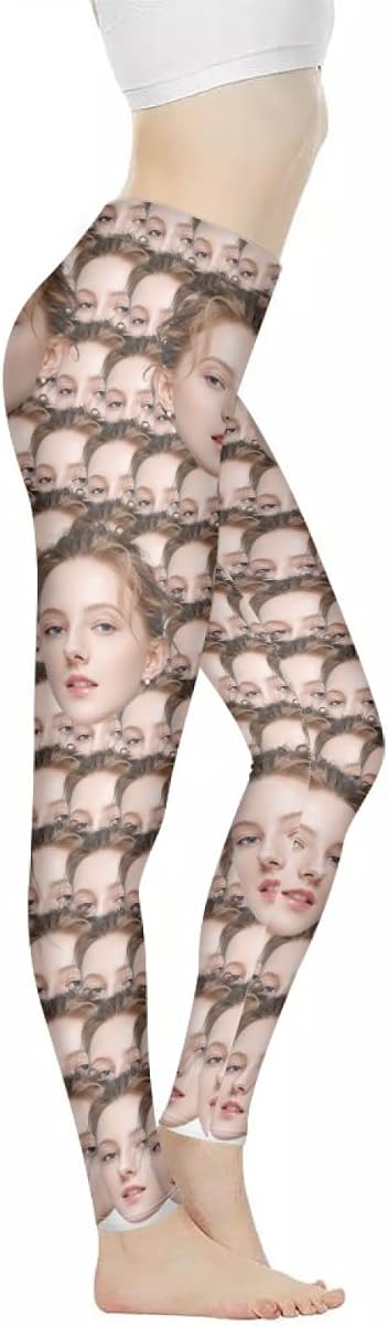 Custom Women Yoga Pants with Picture and Text,Custom Face Yoga Leggings for Women，High Waist Pants Stretch Soft