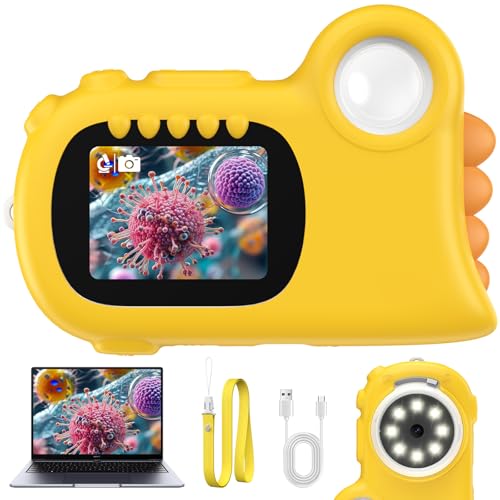 顕微鏡 小学生 マイクロスコープ 子供 デジタル顕微鏡 2インチ IPS HDスクリーン 1000倍拡大 顕微鏡 ハンディ ポケットサイズ 8連LEDライト 3段階明るさモード PC対応 生物観察 自由研究 小学生 プレゼント (子供・学生向け) -きいろの商品画像（Amazon）