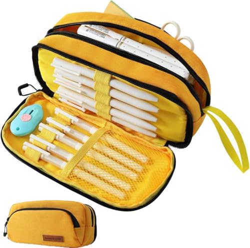 Estojo para Lápis, Estojo Escolar de Grande Capacidade Armazenamento, Estojo Academie Amarelo, Estojo para Lápis de Papelaria, Estojo Escolar Masculino, Bolsinha de Lapis Escolar