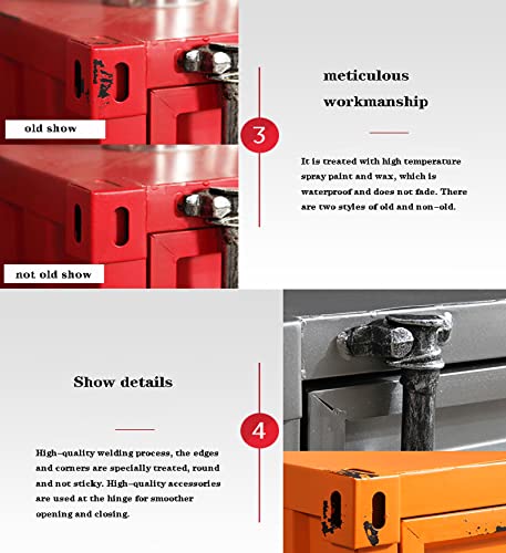 Zhaoyongli Tables End Tables Side Table Industrial Wind Locker Wrought Iron Bedside Table Creative Bedside Small Cabinet Small Storage Cabinet (Color : Old - Orange, Size : 14.96" X 15.74" X 18.89") #TOP6