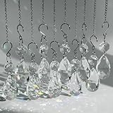 10pcs Crystal Sun Catcher, 38mm Hanging Clear Teardrops Crystals Chandelier Parts Prisms Pendants with Hook for Windows Lamps and Lanterns Party Birthday Decorations Home Decor (Clear Teardrop)